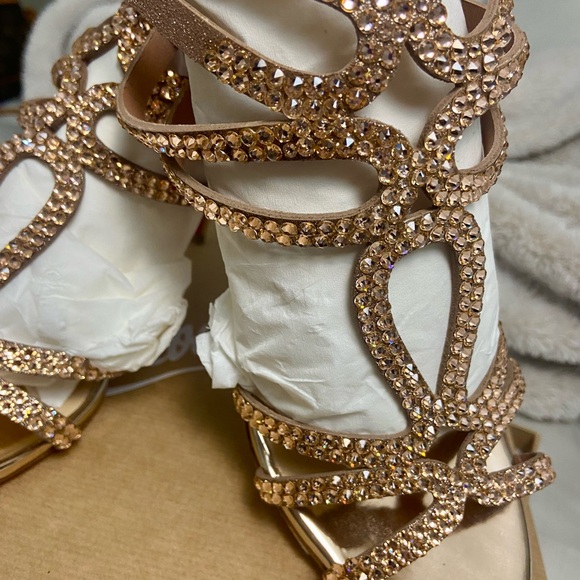 CHRISTIAN LOUBOUTIN RENEE glitter/swarovski rose gold 85 mm 38 size - Picture 4 of 16